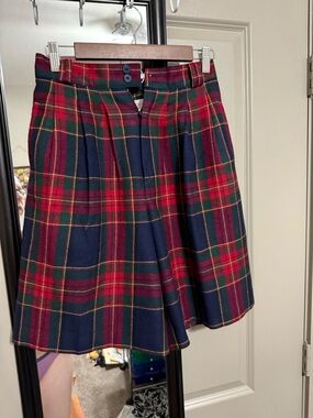 Plaid Pleated Women’s Shorts in Red and Navy